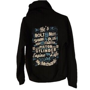 Women’s Small “I Love My Mechanic “Black Hooded Sweatshirt